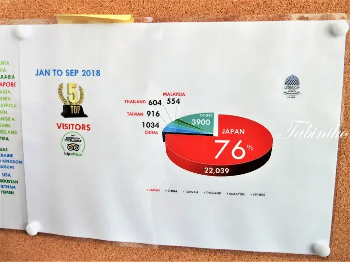 2018年1〜9月のマレーシアの主要5か国別訪問者数を示すインフォグラフィック。日本が76%で2万2,039人。