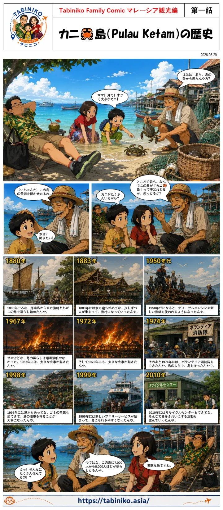 Tabiniko Family Comic Series Exploring Crab Island (Pulau Ketam)