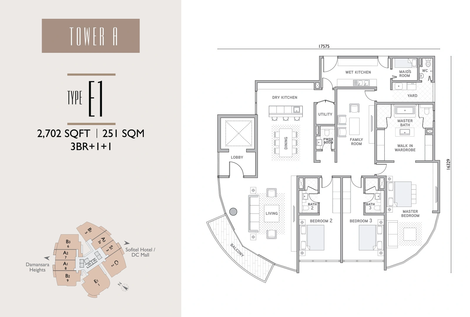 Tower A Type E1 - 3BR + 1 + 1