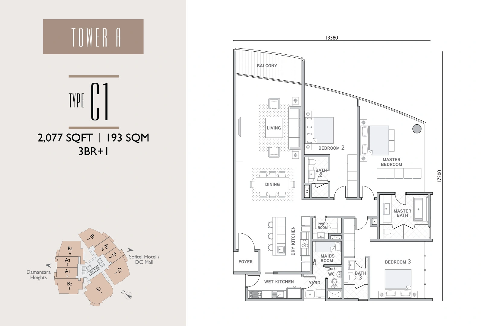 Tower A Type C1 - 3BR + 1