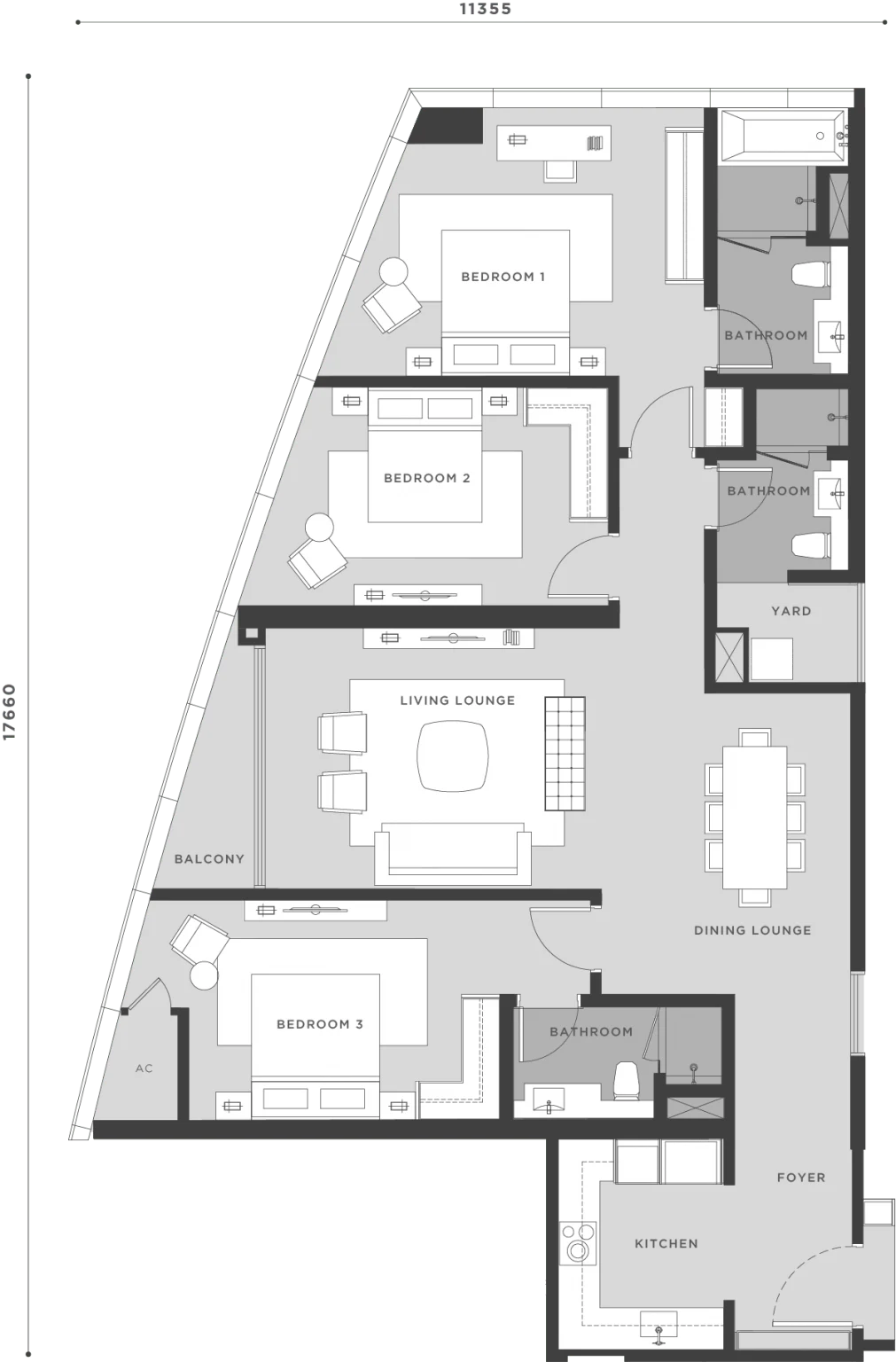 Type D1 - 3BR + 3BA