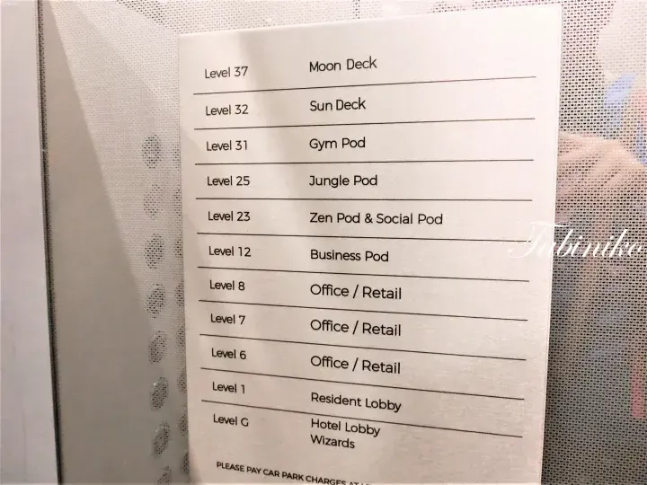 Directory listing showing floors like Moon Deck, Sun Deck, and Gym Pod at a mixed-use property in Malaysia.